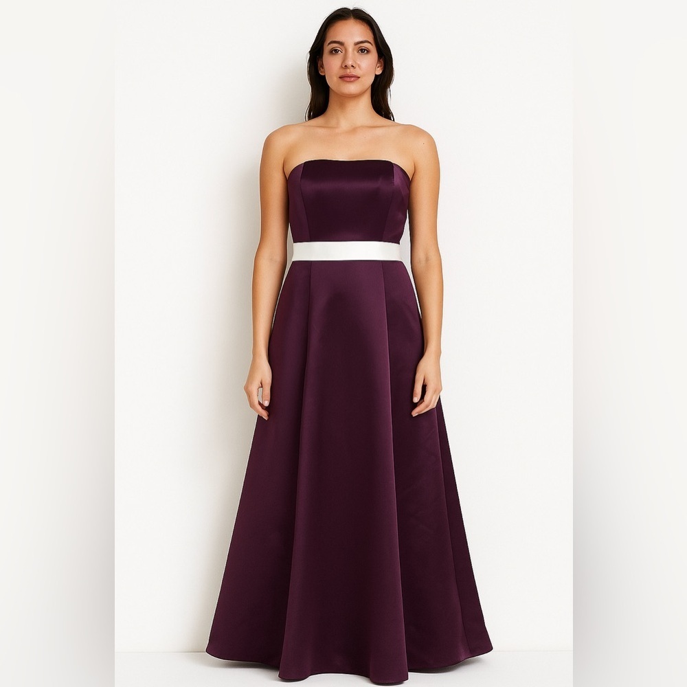 Bill Levkoff High-Low Skirt in Deep Purple and White